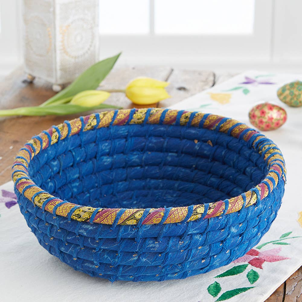 Round Indigo Chindi Basket