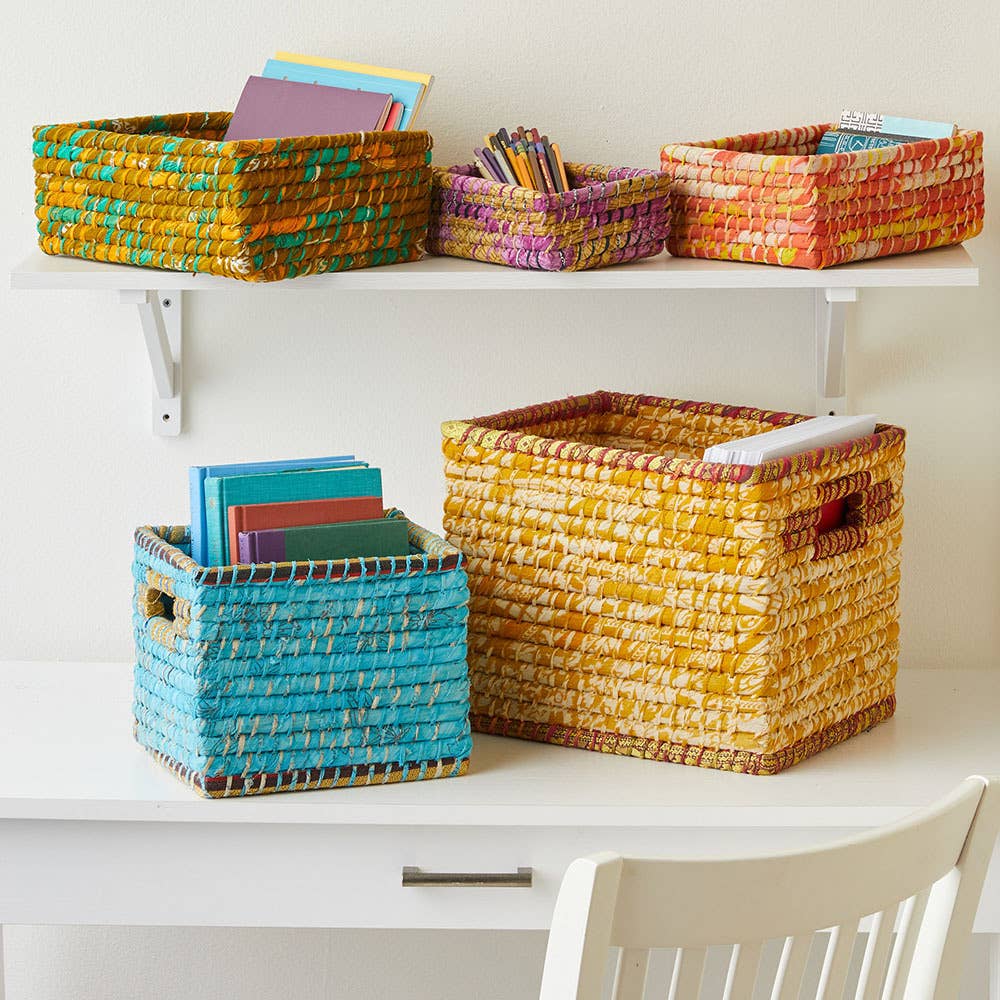 Rectangular Chindi Baskets - Set of 3