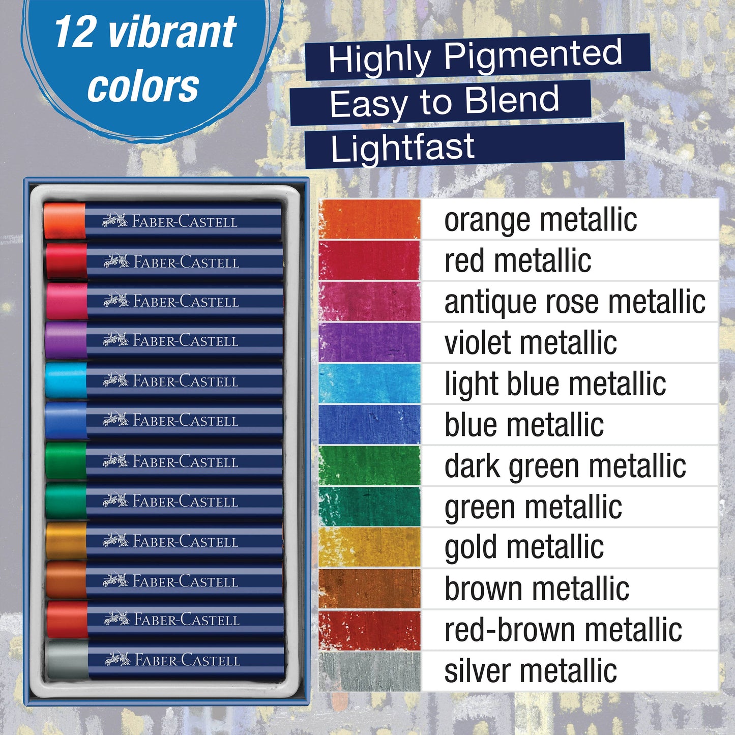 Oil Pastels, Metallic - Set of 12