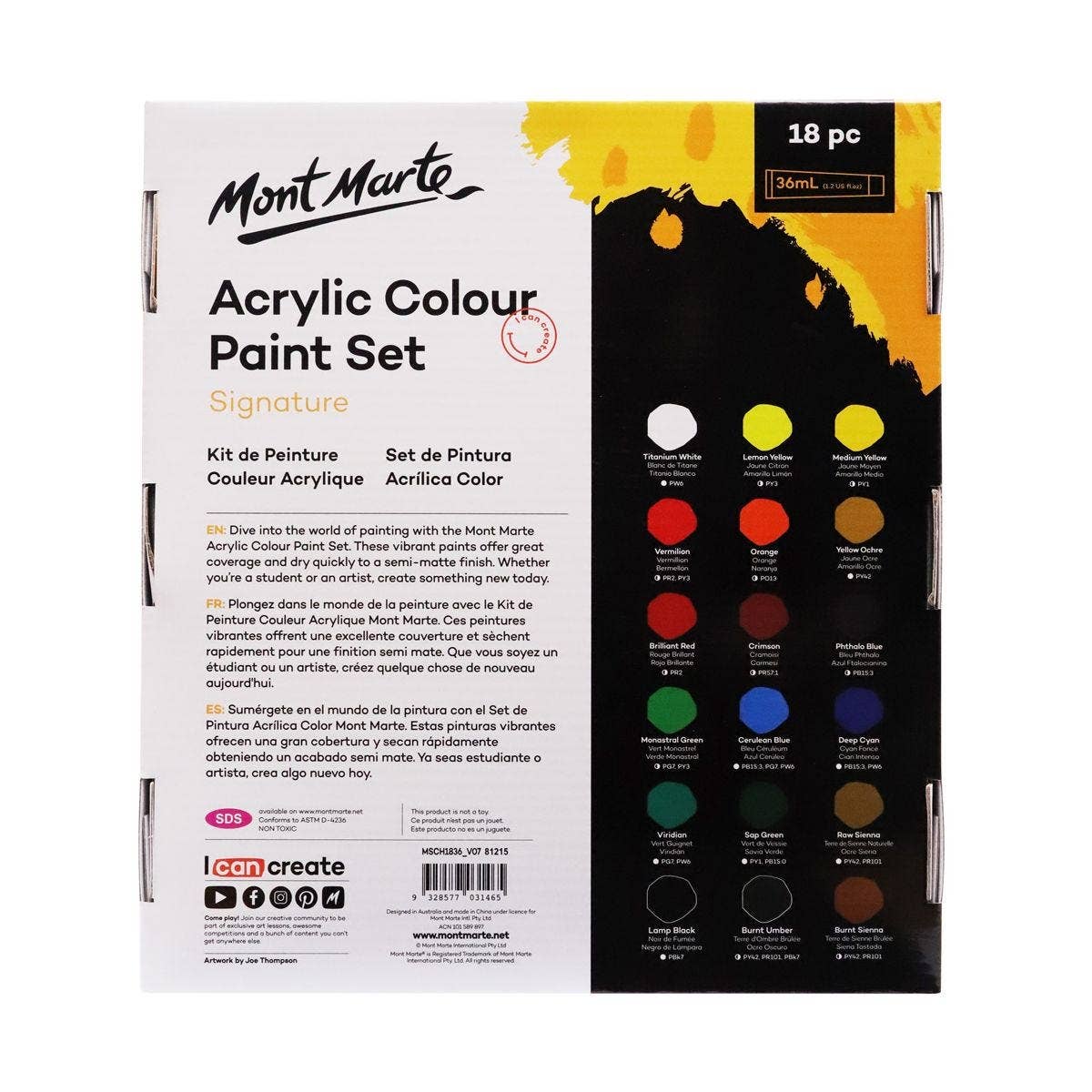 Acrylic Colour Paint Set Signature 18 pc. x 1.2 US fl. oz.