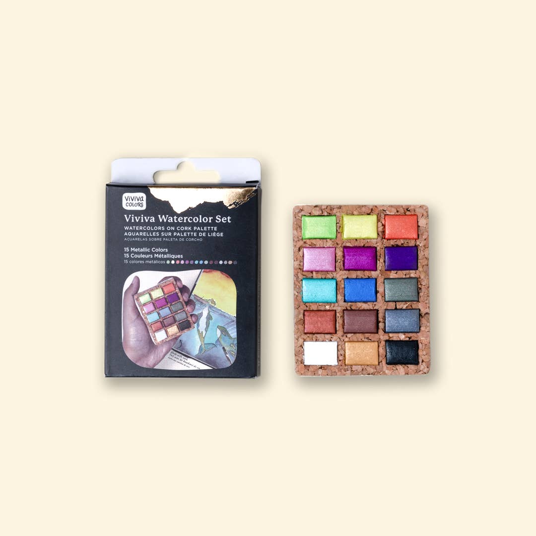 Viviva Watercolor Pans Set - Metallic